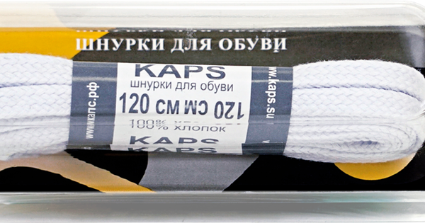 Шнурки плоские KAPS белые, 120см