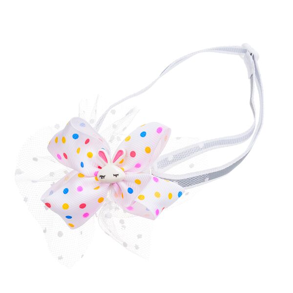 Галстук-бант белый в горох зайка