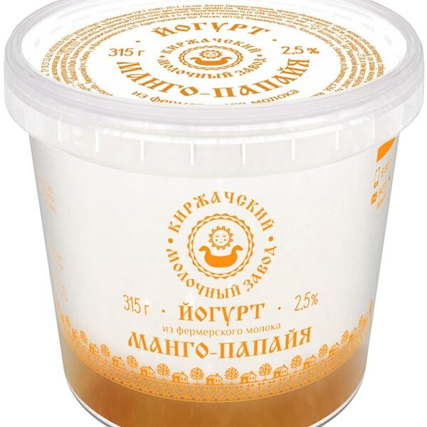 Йогурт Киржачский МЗ Манго-папайя 2.5% 315г