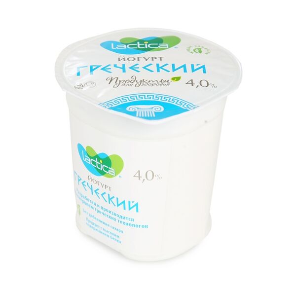 Йогурт натуральный Лактика Греческий 4%, Россия, БЗМЖ
