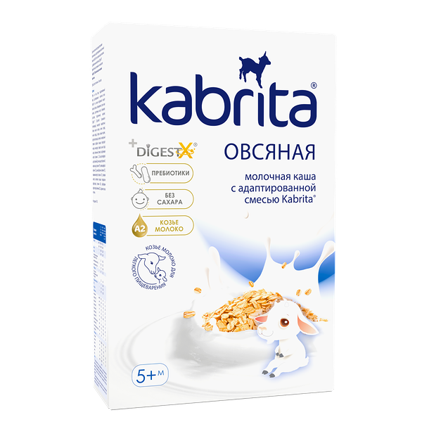 Сухая овсяная каша на адаптированной козьей смеси Kabrita 5+