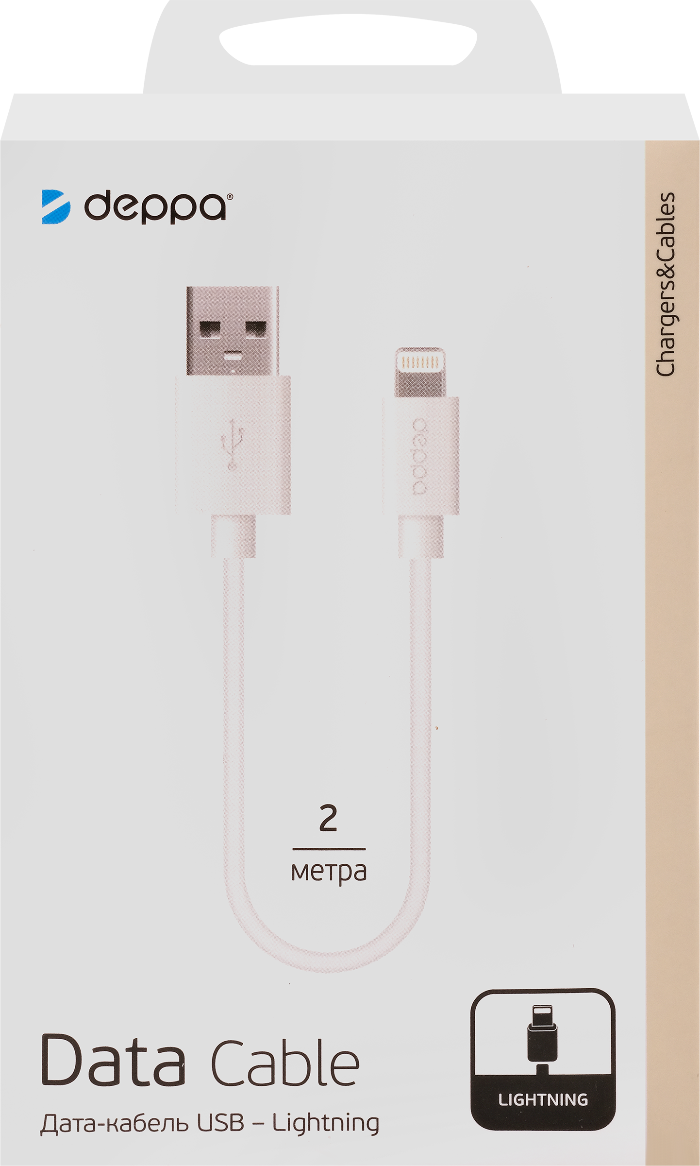 

Дата-кабель DEPPA USB – Lightning, 2м, белый