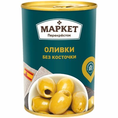 Оливки зелёные без косточки Маркет Перекрёсток, 400г