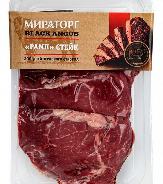 Стейк Мираторг из мраморной говядины Black Angus Рамп, тазобедренная часть