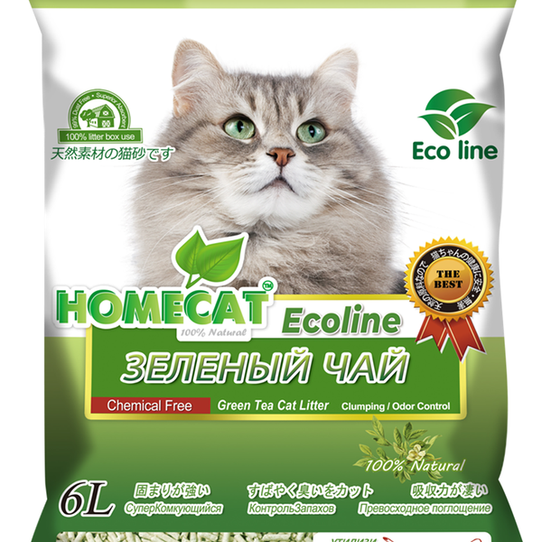 Для кошачьего туалета комкующийся с ароматом зелёного чая ТМ HomeCat (Хоумкэт)