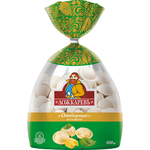 Пельмени Ложкаревъ Отборные с говядиной, свининой и курицей