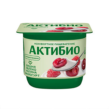 Биойогурт без добавления сахара «Вишня, яблоко, малина» 2.9%, «Активиа»