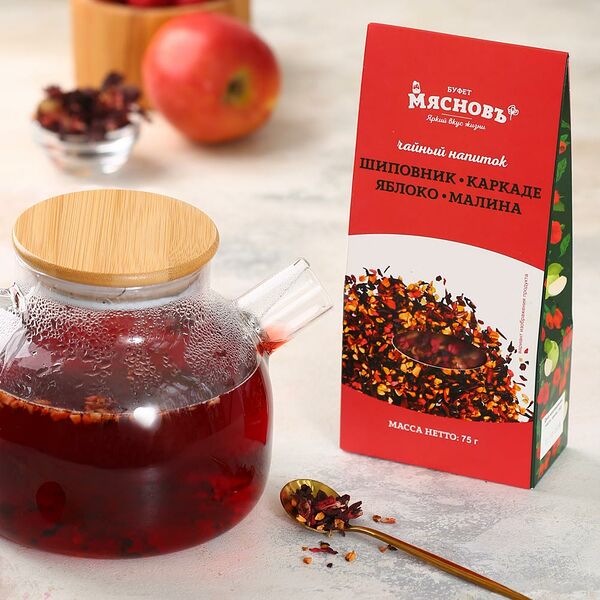 Напиток чайный шиповник каркаде яблоко малина МясновЪ Буфет