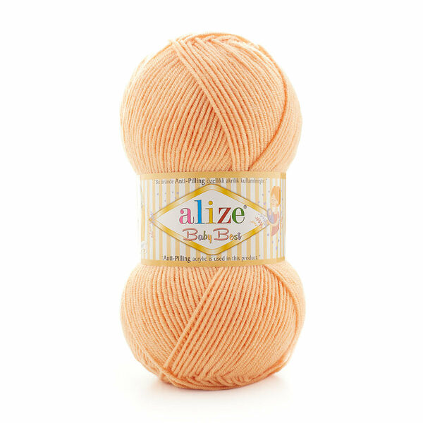Пряжа Alize 'Baby Best' 100г 240м (10% бамбук, 90% акрил) с эффектом Антипиллинг (81 персиковый)