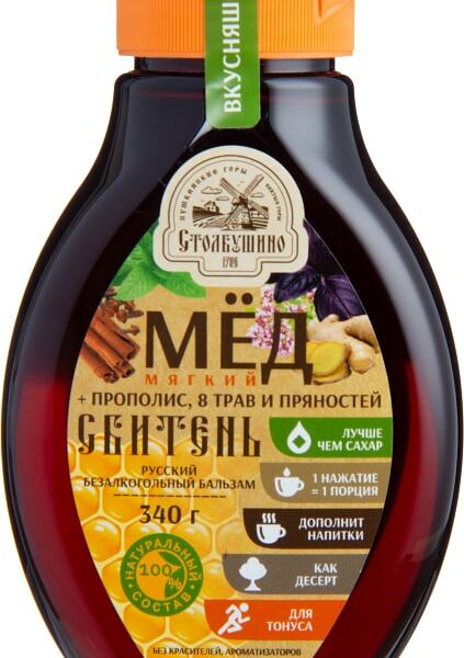 Мед Столбушино Сбитень с прополисом травами и пряностями 340г