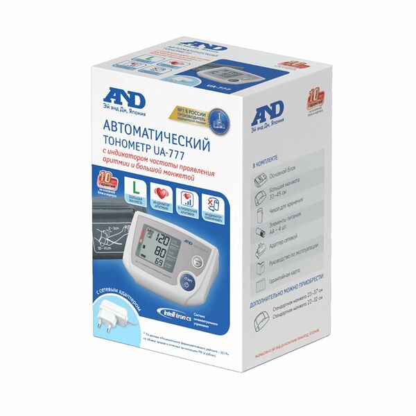Тонометр A&D UA-777 L автоматический с адаптером и большой манжетой