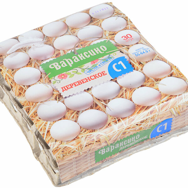 Яйца деревенские С1 30 шт Вараксино