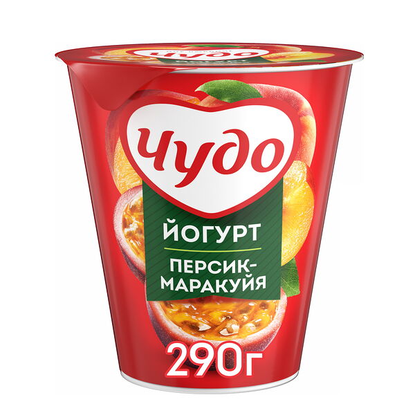 Йогурт вязкий живой Чудо Персик-Маракуйя 2% 290 г