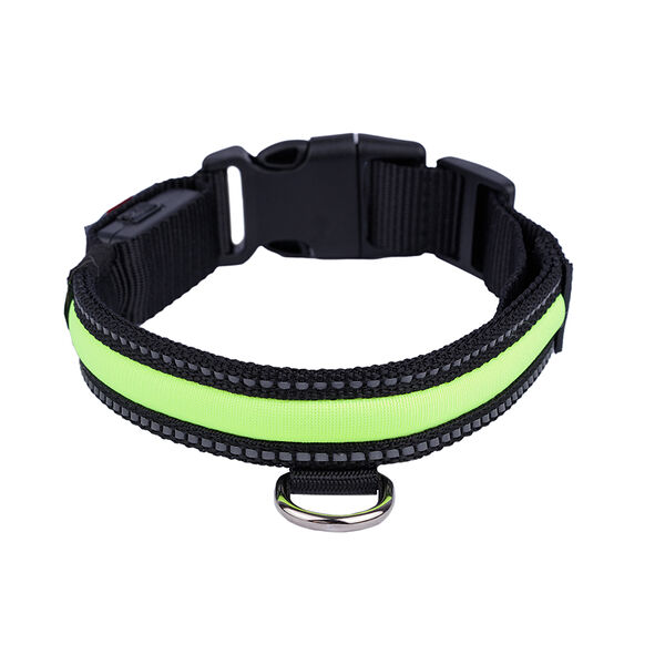 Ошейник для собак мелких пород светящийся зеленый нейлоновый 31-41 см