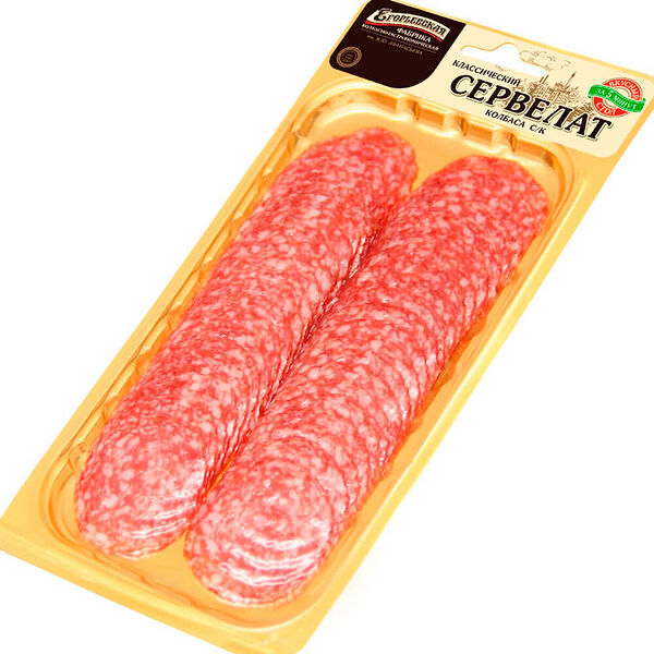 Сервелат классический с/к 100г нарезка мясное колбасное изделие Егорьевские колбасы