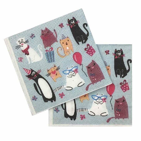 Салфетки бумажные Кошки 33×33 см 3 слоя, 12 шт.