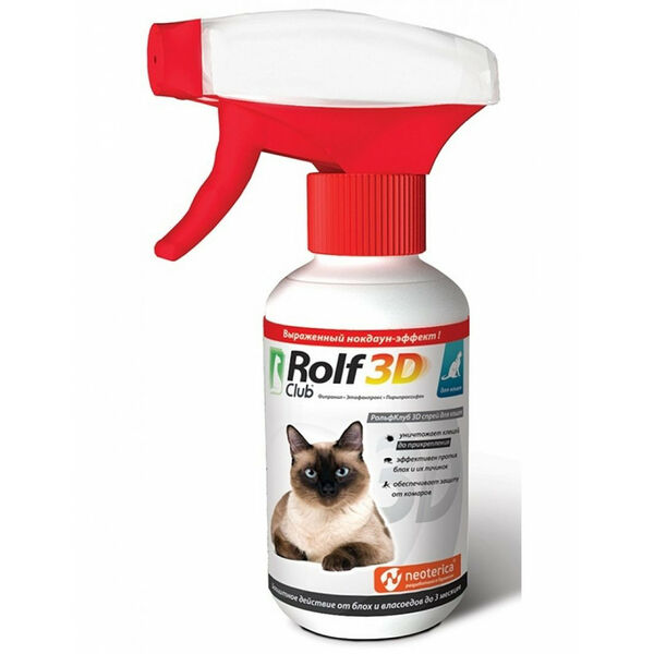 Экопром Rolf Club 3d спрей от клещей и блох для кошек, 200 мл
