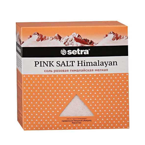Соль Setra 500гр Розовая мелкая гималайская каменная карт/уп