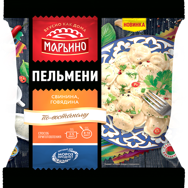 Пельмени Марьино по-восточному со свининой и говядиной зам 400г Морозпродукт