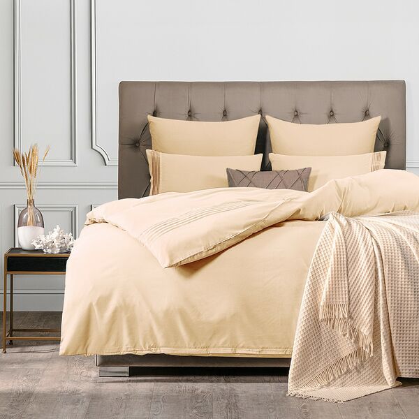 Комплект постельного белья SleepiX Миоко, полуторный, 4 наволочки, сатин, экрю