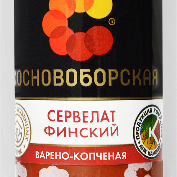 Колбаса копчено-вареная СОСНОВОБОРСКАЯ Сервелат Финский, категория Б, 350г