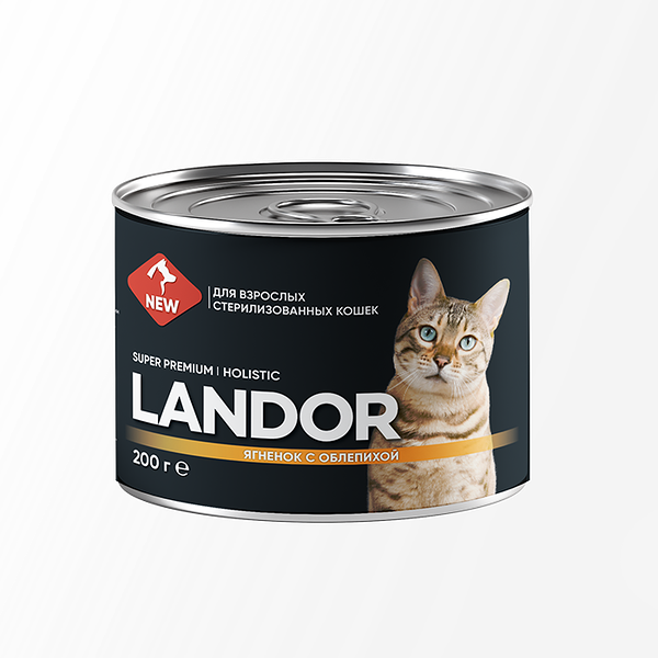 Landor консервы для Стерилизованных кошек Ягненок/Облепиха 200 г