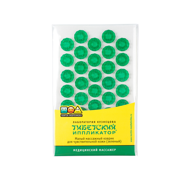 Иппликатор Кузнецова Тибетский на мягкой подложке 12 см х 22 см зеленый