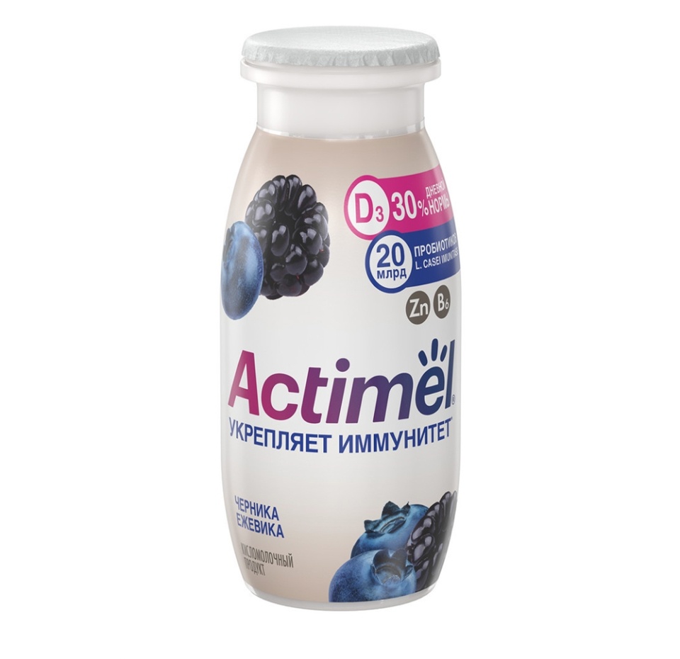 

Напиток кисломолочный Actimel черника ежевика 1.5% 95 г
