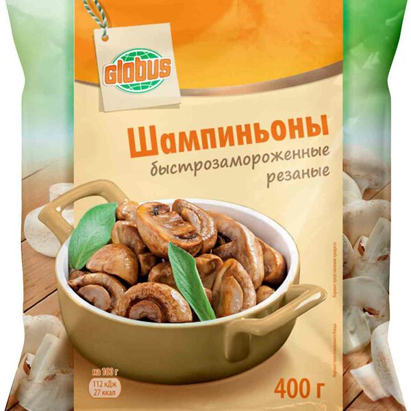 Шампиньоны быстрозамороженные Глобус резаные