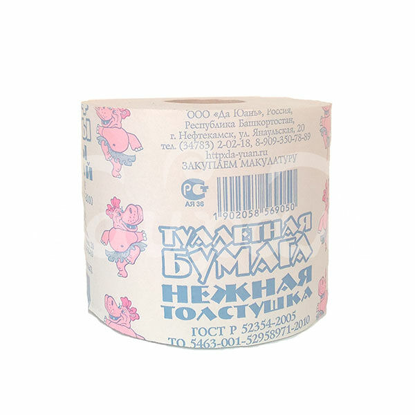 Бумага туалетная Нежная Толстушка с втулкой