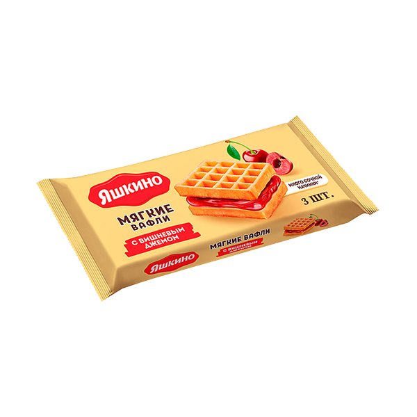 Вафли Яшкино мягкие с вишневым джемом 120 г