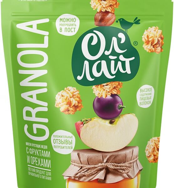 Гранола Ол Лайт медовые с фруктами и орехами 280г