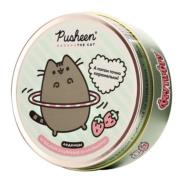 Леденцы `ФРУТИФРУ` PUSHEEN со вкусом клубника со сливками 180 гр