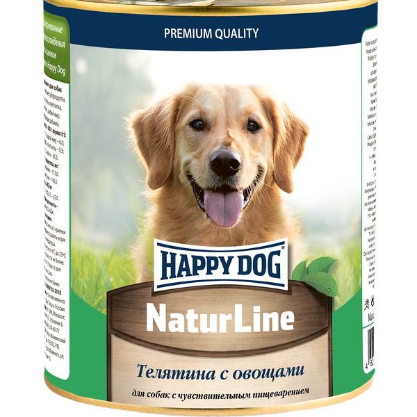 Happy dog NaturLine консервы для собак телятина и овощи