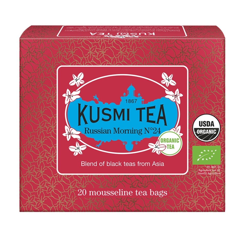 

Чай чёрный Russian Morning № 24 Organic пакетированный, Kusmi Tea, 20 шт. по 2 г