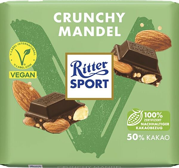 Шоколад Ritter Sport Vegan Миндаль и Киноа темный 100г