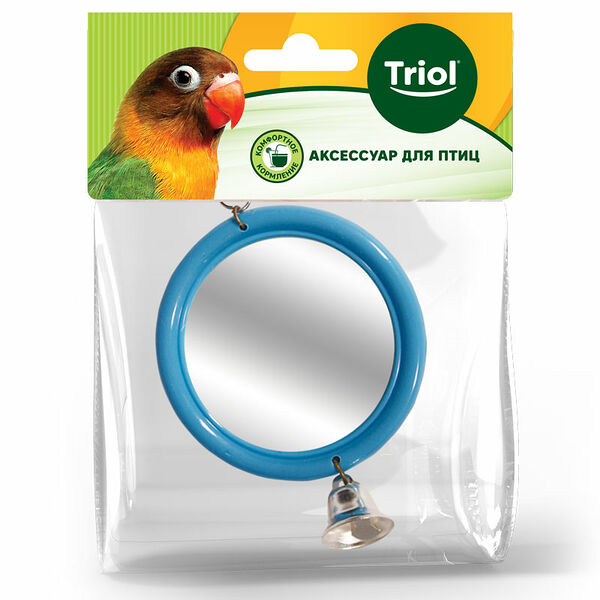 Игрушка для птиц Triol Зеркало с колокольчиком 120*d60 мм