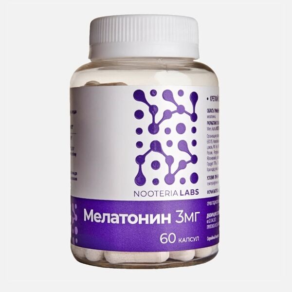 БАД Nooteria Labs Мелатонин 3мг 60 капсул, Россия