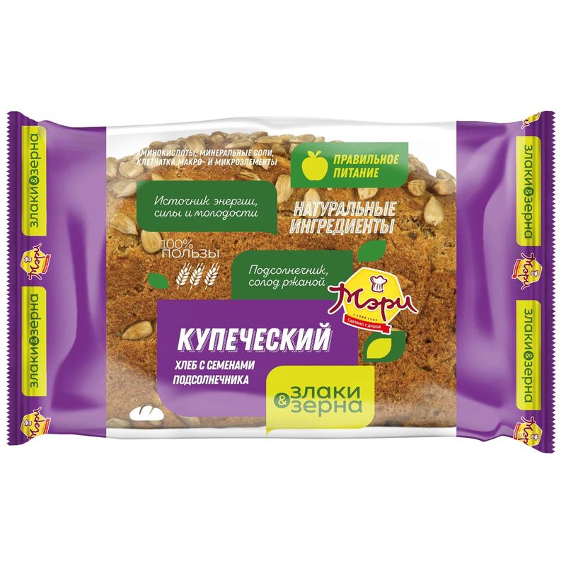 

Хлеб Мэри Купеческий формовой с семенами подсолнечника 200 г