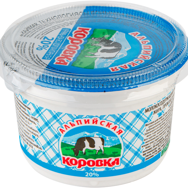 Продукт молокосодержащий АЛЬПИЙСКАЯ КОРОВКА произведенный по технологии сметаны 20%, с змж 200 г
