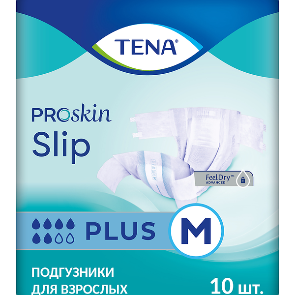 Tena Slip Plus Подгузники для взрослых дышащие размер M 10 шт