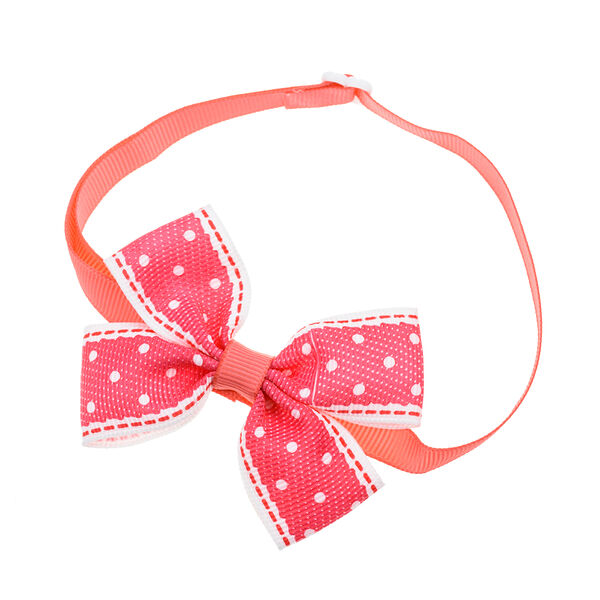 Галстук-бант розово-белый в горох