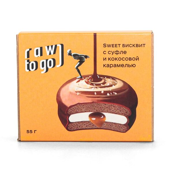 Десерт Raw To Go Sweet бисквит с суфле и кокосовой карамелью 55 г