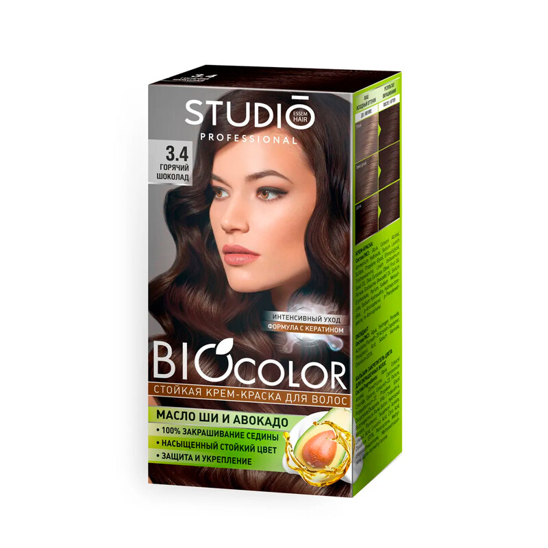 

Краска для волос Studio Professional BioColor тон 3.4 Горячий шоколад 115 мл