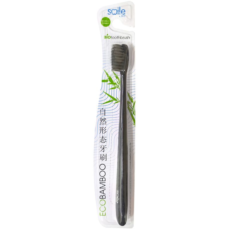 

Зубная щетка Smile Care Eco Bamboo из бамбука угольная средней жесткости, 1 шт, цвет в ассортименте