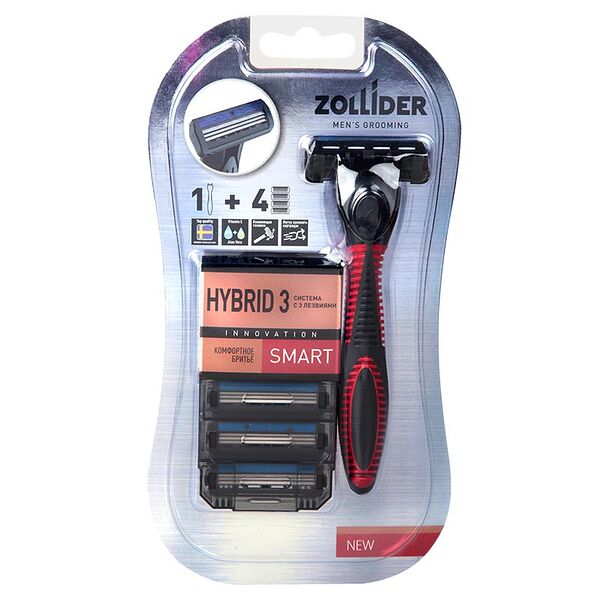 Станок для бритья Zollider Hybrid 3 Smart 3 лезвия, 4 шт