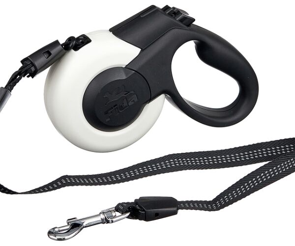 Fida Mars рулетка для собак до 15 кг (5 м трос) Бело-черная