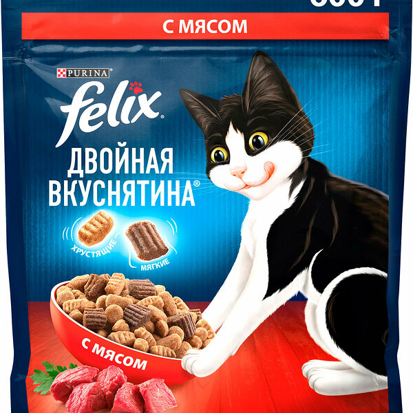 Сухой корм для кошек Felix Двойная вкуснятина с мясом