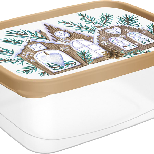 Контейнер для продуктов Профит Хаус с крышкой и декором, 1 шт