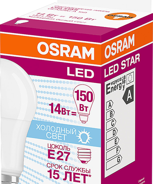 Лампа светодиодная OSRAM Груша 14Вт Е27 хол.свет 